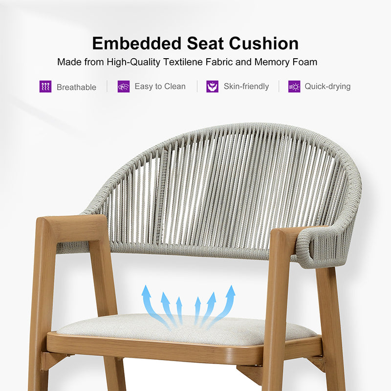 PURPLE LEAF Outdoor Bar Stool Counter Stools Rattan Bar Chair with Back Aluminum Modern Barstools for Patio Garden Kitchen
