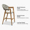 PURPLE LEAF Outdoor Bar Stool Counter Stools Rattan Bar Chair with Back Aluminum Modern Barstools for Patio Garden Kitchen
