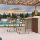PURPLE LEAF Outdoor Bar Stool Counter Stools Rattan Bar Chair with Back Aluminum Modern Barstools for Patio Garden Kitchen