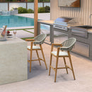 PURPLE LEAF Outdoor Bar Stool Counter Stools Rattan Bar Chair with Back Aluminum Modern Barstools for Patio Garden Kitchen