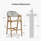 PURPLE LEAF Outdoor Bar Stool Counter Stools Rattan Bar Chair with Back Aluminum Modern Barstools for Patio Garden Kitchen