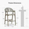 PURPLE LEAF Outdoor Bar Stool Counter Stools Rattan Bar Chair with Back Aluminum Modern Barstools for Patio Garden Kitchen