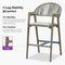 PURPLE LEAF Outdoor Bar Stool Counter Stools Rattan Bar Chair with Back Aluminum Modern Barstools for Patio Garden Kitchen