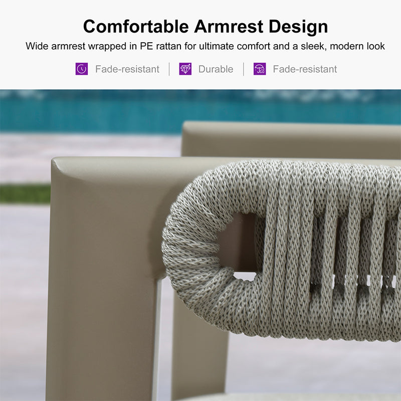 PURPLE LEAF Outdoor Bar Stool Counter Stools Rattan Bar Chair with Back Aluminum Modern Barstools for Patio Garden Kitchen