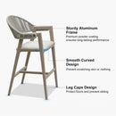 PURPLE LEAF Outdoor Bar Stool Counter Stools Rattan Bar Chair with Back Aluminum Modern Barstools for Patio Garden Kitchen