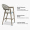 PURPLE LEAF Outdoor Bar Stool Counter Stools Rattan Bar Chair with Back Aluminum Modern Barstools for Patio Garden Kitchen
