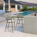 PURPLE LEAF Outdoor Bar Stool Counter Stools Rattan Bar Chair with Back Aluminum Modern Barstools for Patio Garden Kitchen