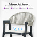 PURPLE LEAF Outdoor Bar Stool Counter Stools Rattan Bar Chair with Back Aluminum Modern Barstools for Patio Garden Kitchen