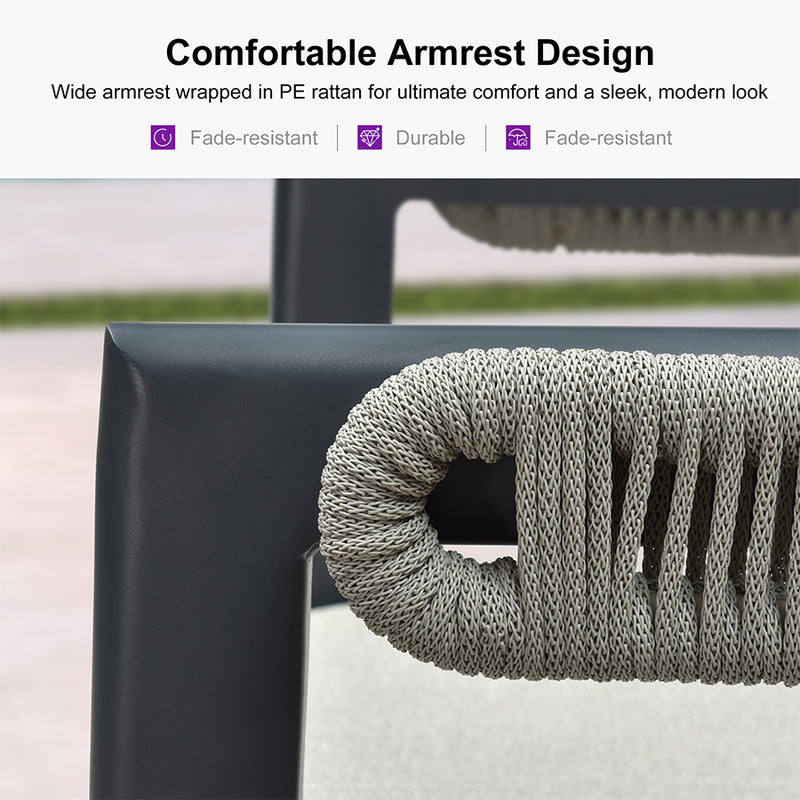PURPLE LEAF Outdoor Bar Stool Counter Stools Rattan Bar Chair with Back Aluminum Modern Barstools for Patio Garden Kitchen