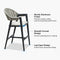 PURPLE LEAF Outdoor Bar Stool Counter Stools Rattan Bar Chair with Back Aluminum Modern Barstools for Patio Garden Kitchen