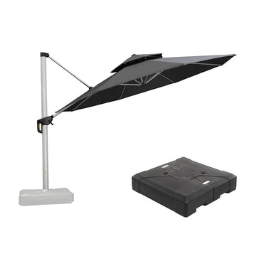 large curved patio umbrella PURPLE LEAF Round Cantilever With Base for Deck, Pool, Backyard 13’ Round / Grey This outdoor offset umbrella Custom The North Face bath accessories Size:37.5