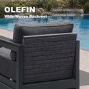 PURPLE LEAF Caesar U-Shaped Patio Conversation Set with Grey Cushion Pillows and Ottoman Couch for Patio Backyard