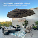 PURPLE LEAF Table Umbrella Double Sided Rectangular Patio Market Umbrella with Base