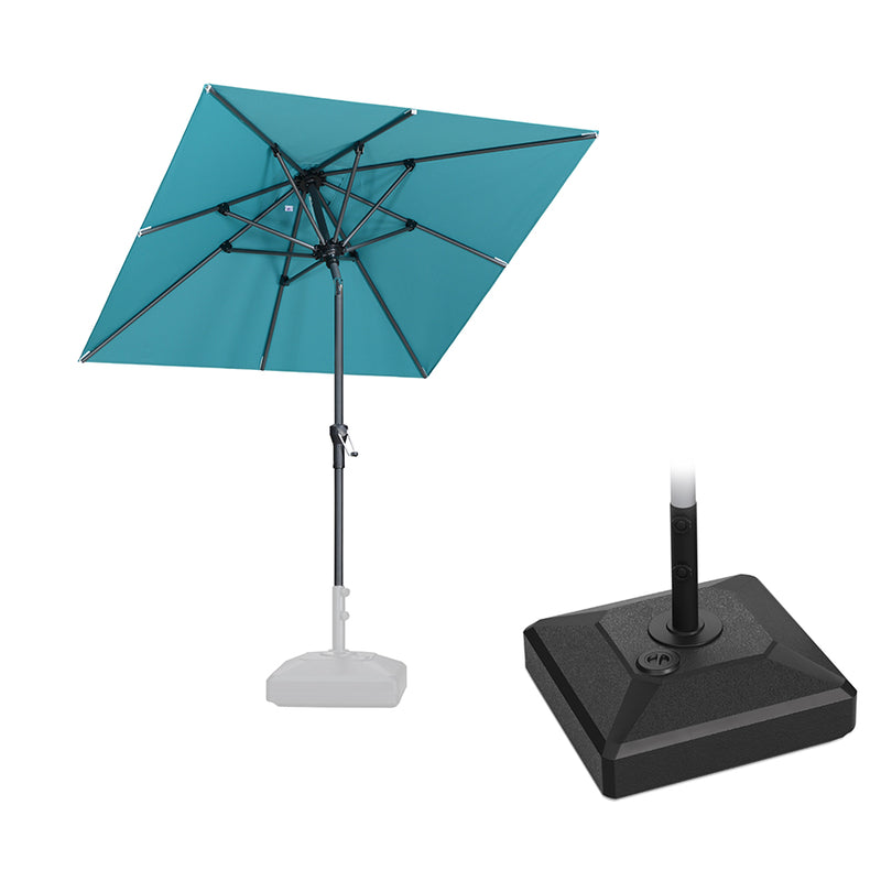 PURPLE LEAF Crank and Tilt Square Patio Table Umbrella with Base for Garden Porch