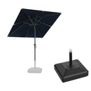 PURPLE LEAF Crank and Tilt Square Patio Table Umbrella with Base for Garden Porch