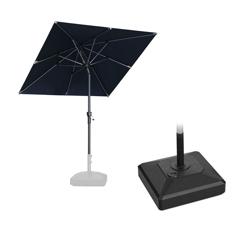 PURPLE LEAF Crank and Tilt Square Patio Table Umbrella with Base for Garden Porch