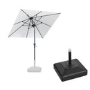 PURPLE LEAF Crank and Tilt Square Patio Table Umbrella with Base for Garden Porch