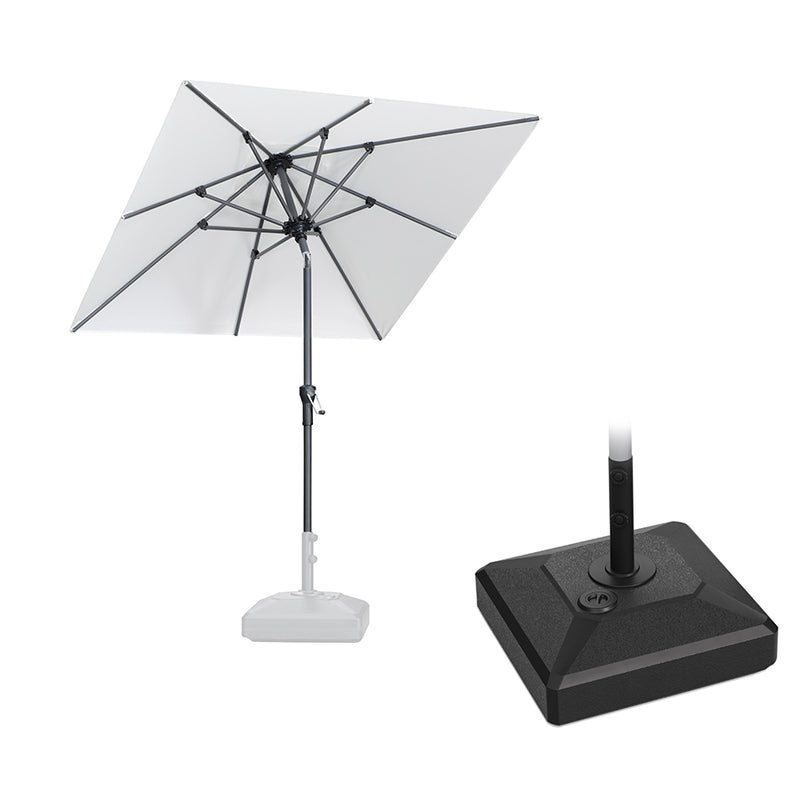 PURPLE LEAF Crank and Tilt Square Patio Table Umbrella with Base for Garden Porch