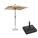 PURPLE LEAF Crank and Tilt Square Patio Table Umbrella with Base for Garden Porch