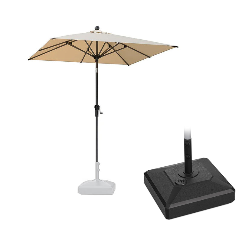 PURPLE LEAF Crank and Tilt Square Patio Table Umbrella with Base for Garden Porch