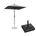 PURPLE LEAF grey square patio table umbrella with crank, tilt, and black base.