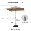 PURPLE LEAF Deluxe Aluminum Market Umbrella, Outdoor Table Umbrella for Patio, Porch