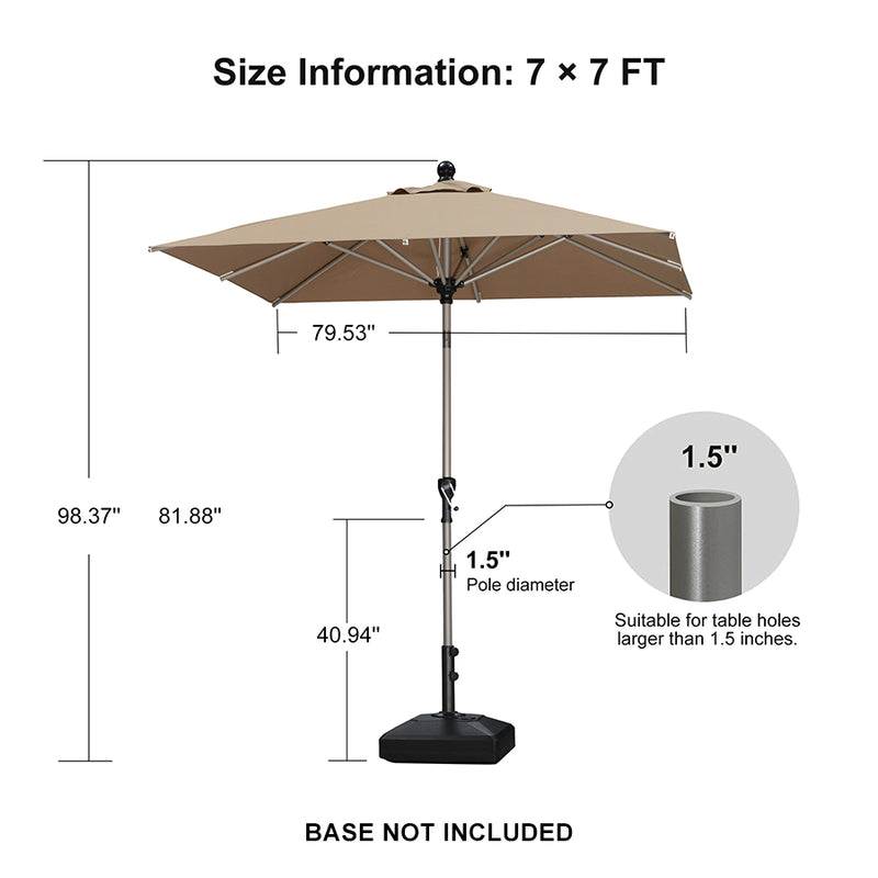 PURPLE LEAF Deluxe Aluminum Market Umbrella, Outdoor Table Umbrella for Patio, Porch
