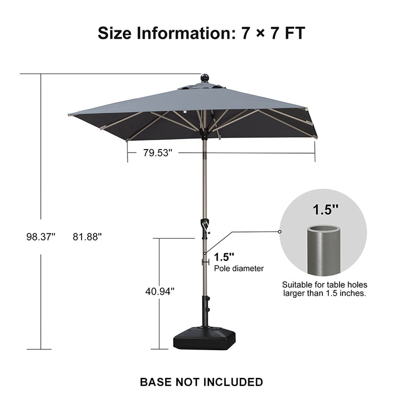 PURPLE LEAF Deluxe Aluminum Market Umbrella, Outdoor Table Umbrella for Patio, Porch