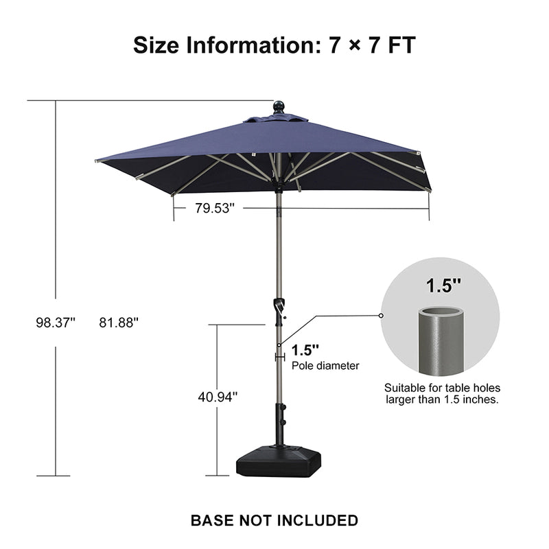 PURPLE LEAF Deluxe Aluminum Market Umbrella, Outdoor Table Umbrella for Patio, Porch