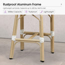 PURPLE LEAF Patio French Counter Stool Set of 2 Outdoor Backrest Barstools Aluminum Frame Woven Rattan for Indoor Kitchen Garden Balcony Restaurant