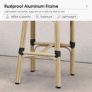 PURPLE LEAF Patio French Counter Stool Set of 2 Outdoor Backrest Barstools Aluminum Frame Woven Rattan for Indoor Kitchen Garden Balcony Restaurant
