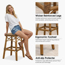 PURPLE LEAF Outdoor Bar Stools Set of 2 Rattan Patio Tall Bar Chairs Aluminum Frame with Back Barstools for Kitchen Garden Backyard Bistros Restaurant
