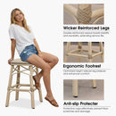 PURPLE LEAF Outdoor Bar Stools Set of 2 Rattan Patio Tall Bar Chairs Aluminum Frame with Back Barstools for Kitchen Garden Backyard Bistros Restaurant