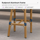 PURPLE LEAF Patio French Counter Stool Set of 2 Outdoor Backrest Barstools Aluminum Frame Woven Rattan for Indoor Kitchen Garden Balcony Restaurant