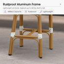 PURPLE LEAF Patio French Counter Stool Set of 2 Outdoor Backrest Barstools Aluminum Frame Woven Rattan for Indoor Kitchen Garden Balcony Restaurant