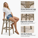 PURPLE LEAF Outdoor Bar Stools Set of 2 Rattan Patio Tall Bar Chairs Aluminum Frame with Back Barstools for Kitchen Garden Backyard Bistros Restaurant