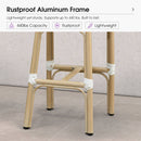 PURPLE LEAF Patio French Counter Stool Set of 2 Outdoor Backrest Barstools Aluminum Frame Woven Rattan for Indoor Kitchen Garden Balcony Restaurant