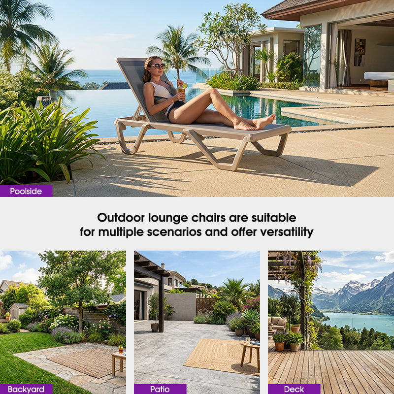 Stackable Outdoor Chaise Lounge Set | Pool Chair