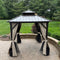 PURPLE LEAF  Outdoor Hardtop Gazebo Bronze Metal Frame Galvanized Steel Double Roof with Lights-clear