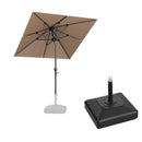 PURPLE LEAF Crank and Tilt Square Patio Table Umbrella with Base for Garden Porch