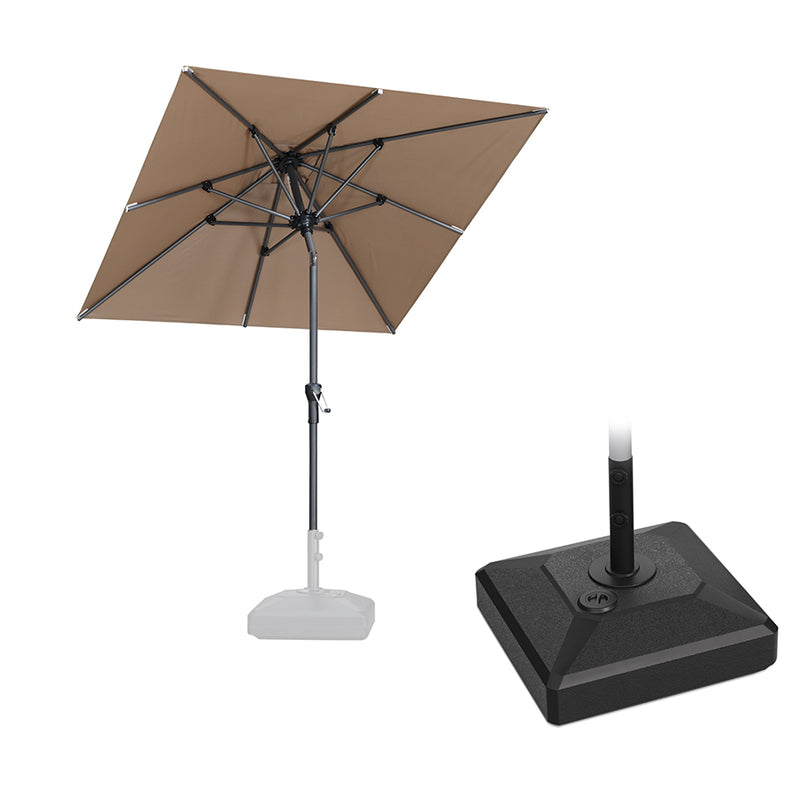 PURPLE LEAF Crank and Tilt Square Patio Table Umbrella with Base for Garden Porch