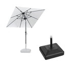 PURPLE LEAF Crank and Tilt Square Patio Table Umbrella with Base for Garden Porch