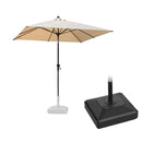PURPLE LEAF Crank and Tilt Square Patio Table Umbrella with Base for Garden Porch