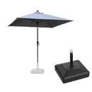PURPLE LEAF Crank and Tilt Square Patio Table Umbrella with Base for Garden Porch