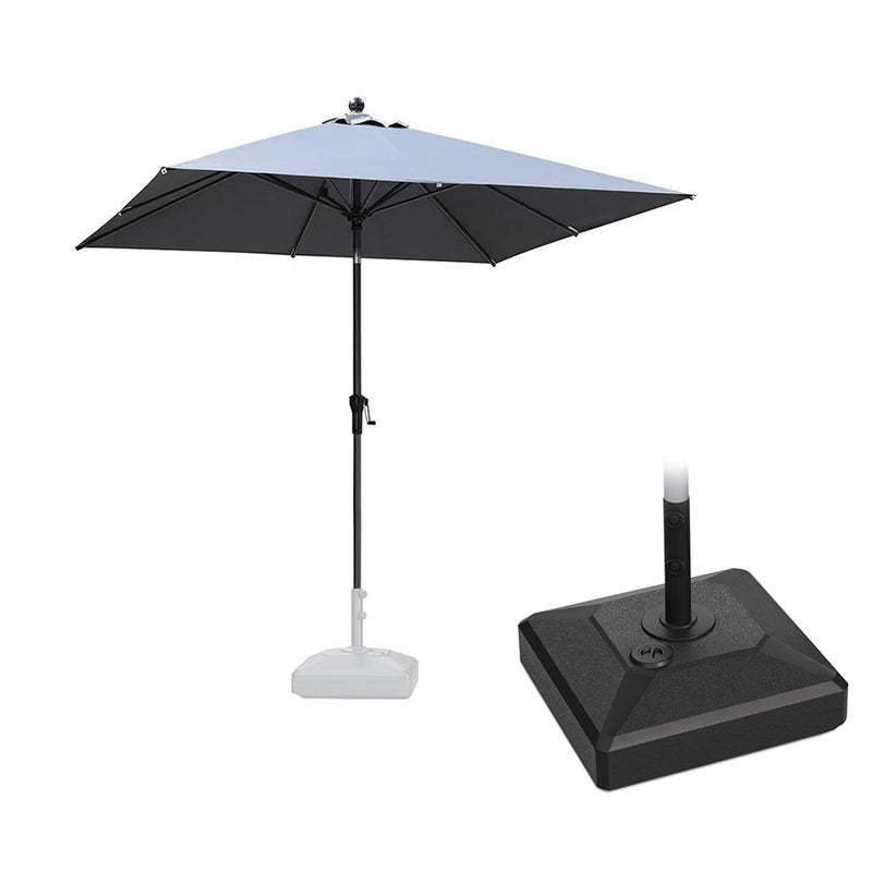 PURPLE LEAF Crank and Tilt Square Patio Table Umbrella with Base for Garden Porch