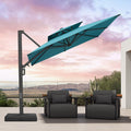 PURPLE LEAF Offset Cantilever Patio Umbrella with Charcoal Metal Frame, Vented Canopy for Yard Garden