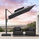 PURPLE LEAF Offset Cantilever Patio Umbrella with Charcoal Metal Frame, Vented Canopy for Yard Garden