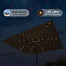 PURPLE LEAF Black Frame Tilting Market Umbrella with Lights Table Umbrella with Base Outside Patio