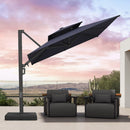 PURPLE LEAF Offset Cantilever Patio Umbrella with Charcoal Metal Frame, Vented Canopy for Yard Garden
