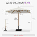 PURPLE LEAF Premium Teak‑Finish Aluminum Frame Outdoor Patio Market Umbrella with Rope Pulley Lift